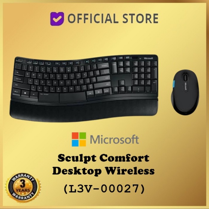 MICROSOFT SCULPT COMFORT DESKTOP WIRELESS KEYBOARD MOUSE L3V-00027 ORIGINAL