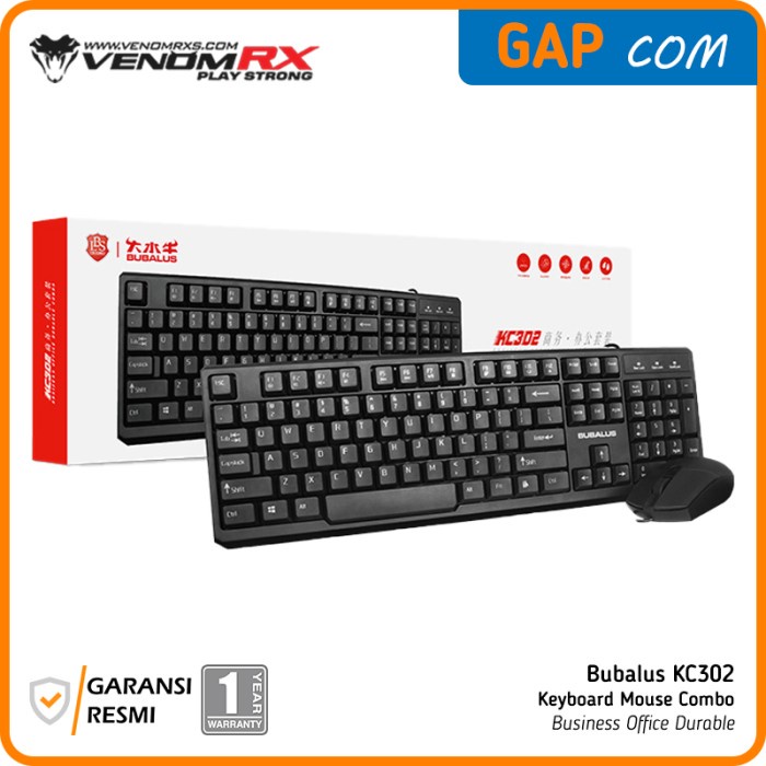 KEYBOARD MOUSE COMBO VENOMRX BUBALUS KC302 BUSINESS OFFICE DURABLE ORIGINAL