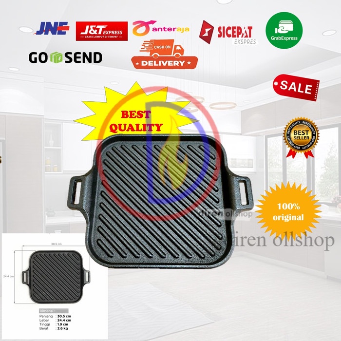 [Ori] Giza Grill Pan/ Wajan Panggangan Cast Iron / Grill Pan Bbq Diskon