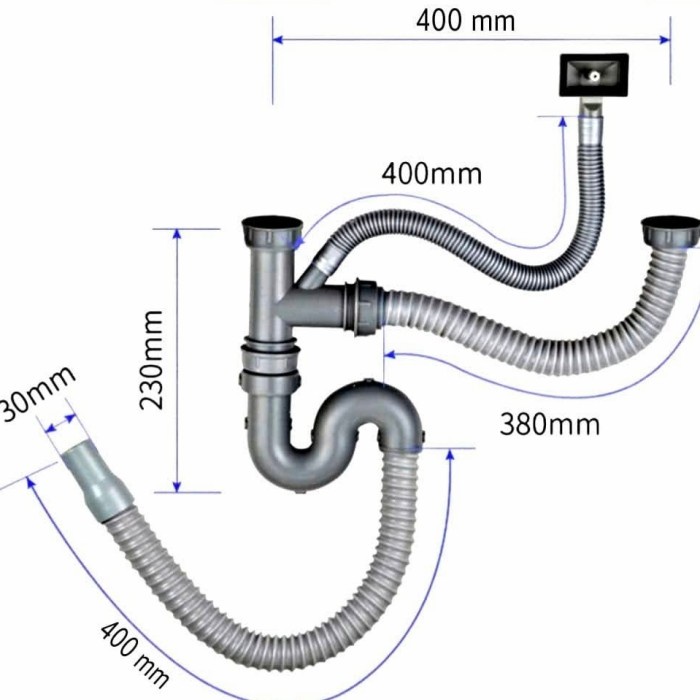SELANG PEMBUANGAN KITCHEN SINK CABANG/SELANG BCP DOUBLE LENGKAP/AFUR