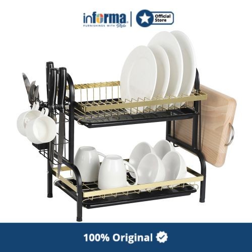 [Ori] Informa - Informa Saxona Rak Piring 2 Tingkat - Gold Bisa Gojek