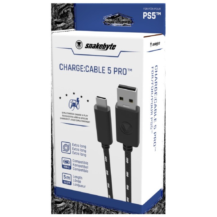 [Original] Ps 5 Snakebyte Charge Cable 5 Pro Ps5 Playstation 5 Kabel Stik 5 Meter Terbaru
