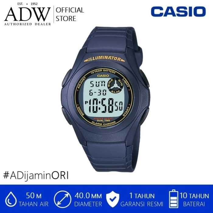 ✅Ori Jam Tangan Pria / Casio Blue Resin Digital Lcd Sports Watch F-200W-2B Bisa Sameday
