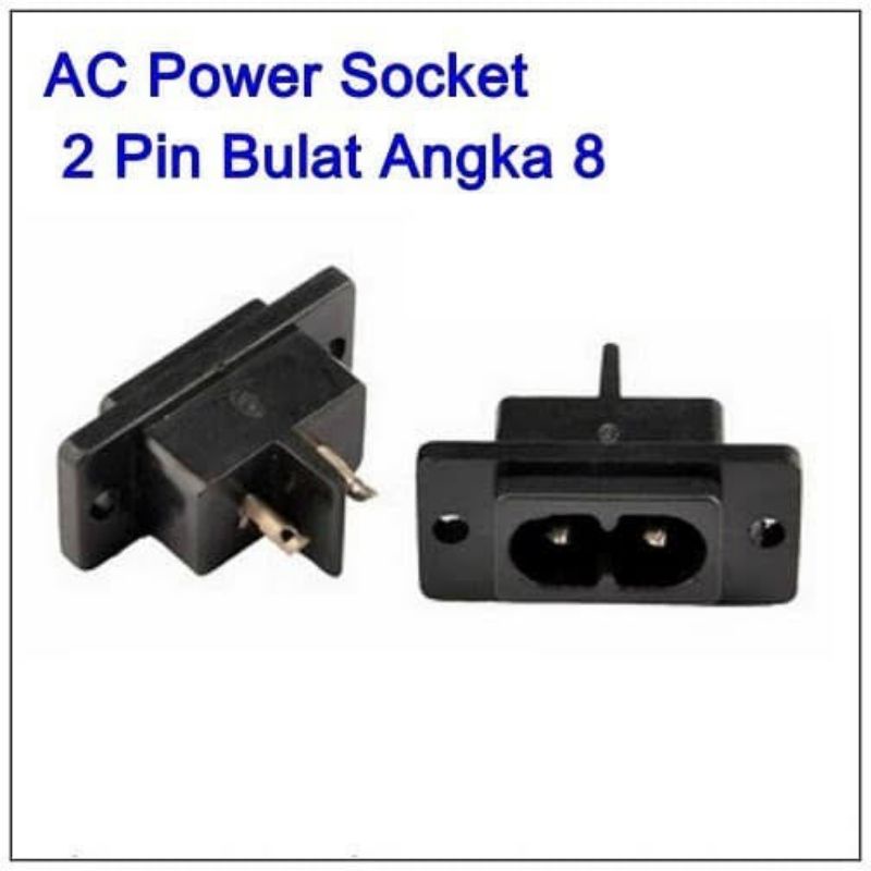 socket kabel power 2 lubang conector ac 2pin angka 8