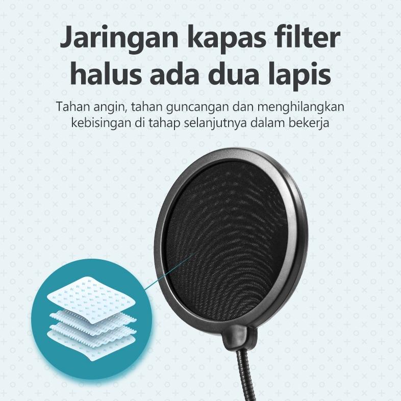 Promo Basike Microphone Condenser Peralatan Audio Portable Original Untu Podcast Pc Gaming Live 3.5M