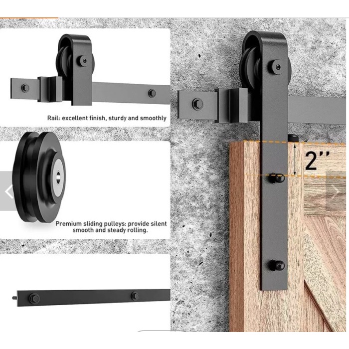PINTU GESER BARN DOOR SLIDING BESI REL PINTU GESER DOOR TRACK 2 METER