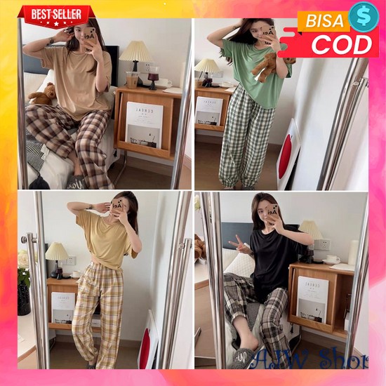 Setelan Piyama Baju Pendek Dan Lengan Pendek Setelan Piyama Wanita Deswasa Jumbo Lembut Dan Dingin B