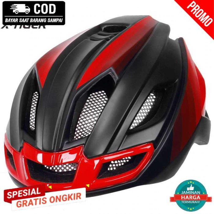 [New Ori] X-Tiger Helm Sepeda Ultralight Cycling Bike Cap Tail Light X-Tk-06 Bisa Gojek