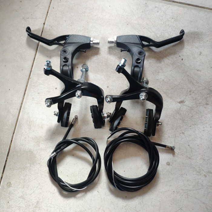 [New] Set Rem Sepeda Balap/Fixie/Road Bike Alloy Short Hitam 1Set Diskon