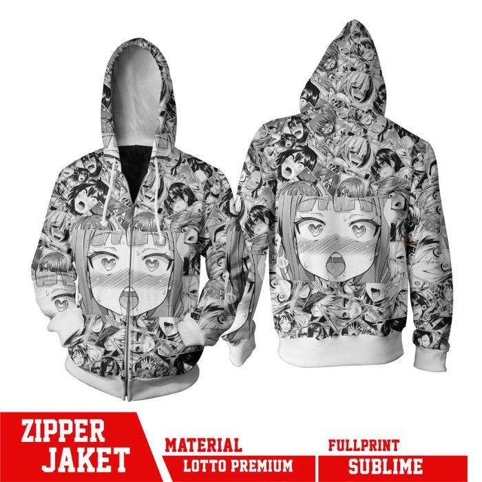 [New] Jaket Zipper Manga Ahegao Fullprinting Bisa Sameday