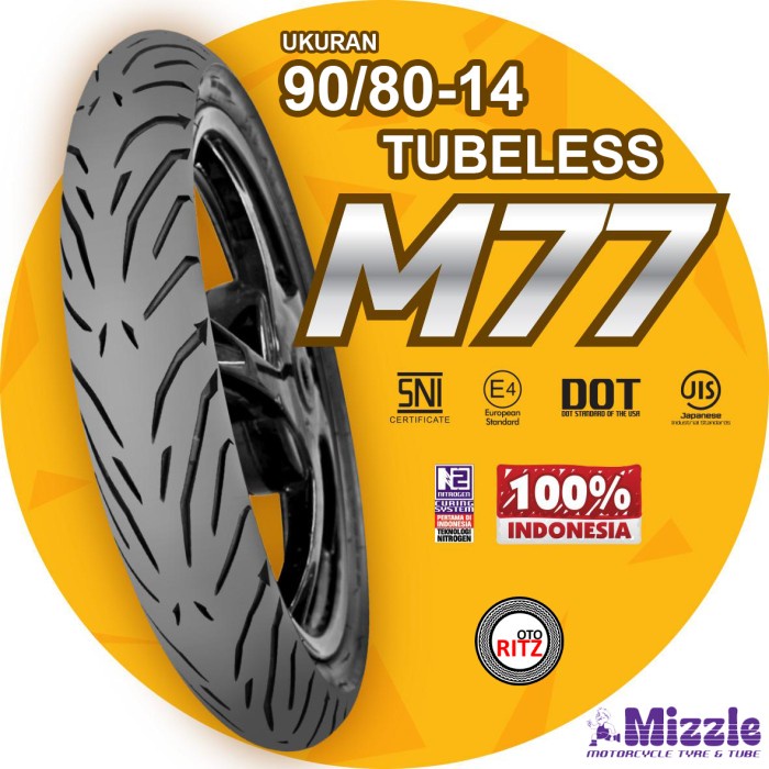 MIZZLE BAN 90/80 RING 14 M77 TUBELESS MURAH & ORIGINAL ORIGINAL BEST QUALITY