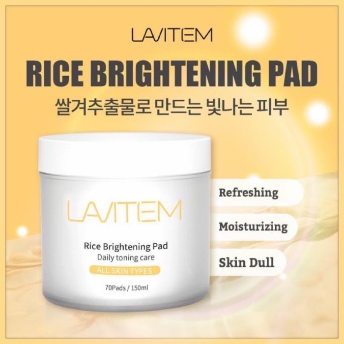 [Original] Lavitem Rice Brightening Pad  Toner  70 Pads Bisa Sameday