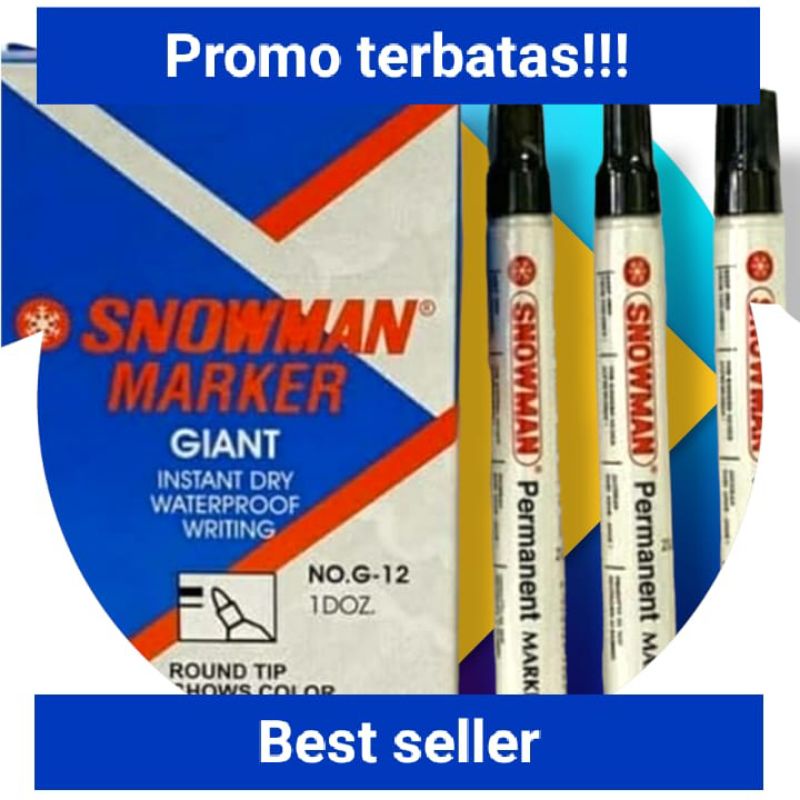 

Asli - spidol snowman permanen marker hitam G-12 ( 12pcs )