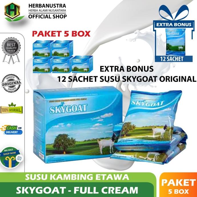 

Paket 5 Box | Susu Kambing Skygoat | Susu Kambing Etawa | 5X10Sac@20Gr