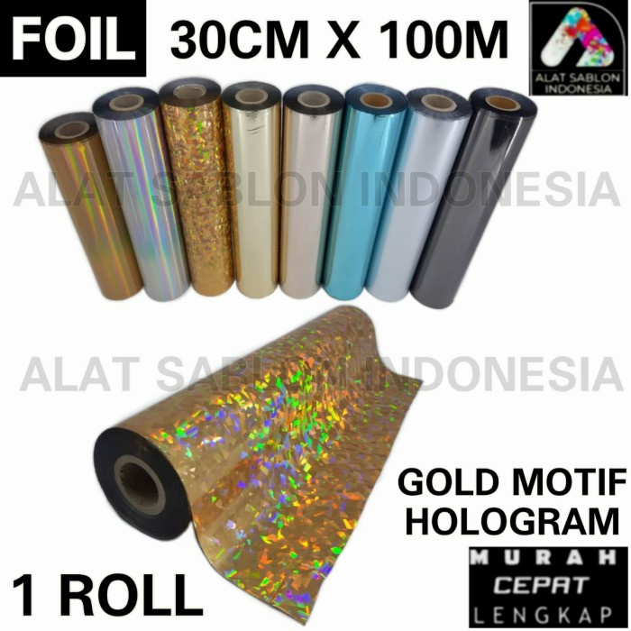 KERTAS FOIL SABLON PLASTIK FOIL GOLD MOTIF HOLOGRAM