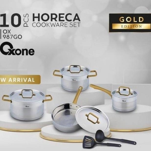 Oxone Panci Set Cookware Horeca Gold 10Pcs Ox-987Go Kode 301