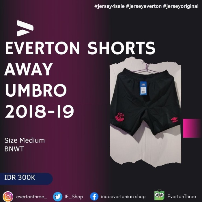 [New] Celana Everton Away 2018-19 Umbro Size M Terbatas