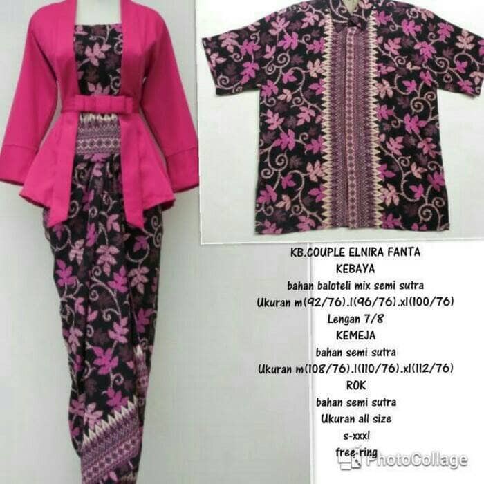 [Ori] Couple Stelan Kebaya Kutubaru Kombinasi Paya Fuchia Terbatas