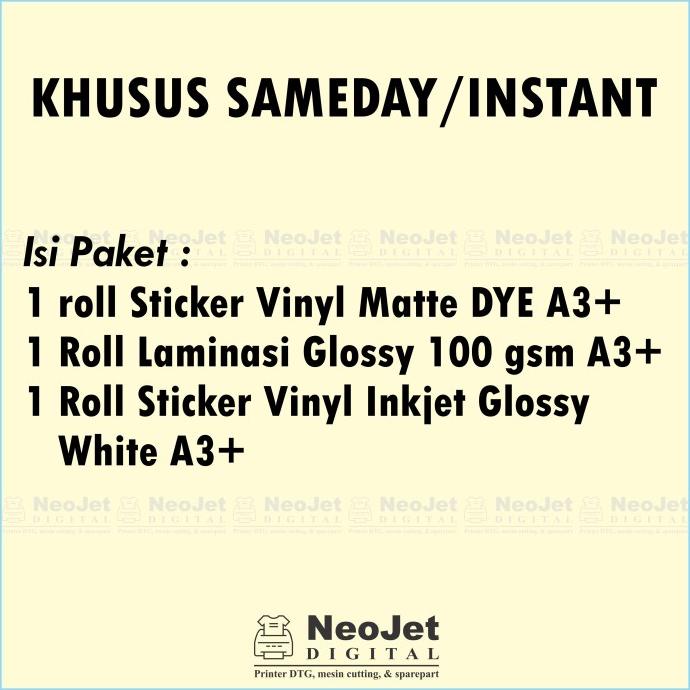 

Paket Sticker Vinyl Matte Dye Laminasi 100 Gsm Stiker Vinyl Glossy A3+ Kode 1381
