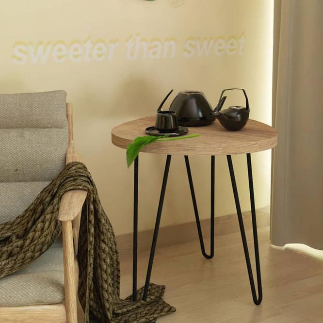 Meja Nakas Kayu Kaki Besi Coffee Table Side Minimalis