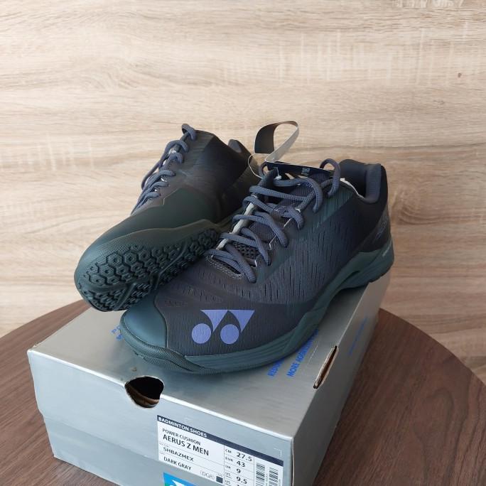 Sepatu Badminton Bulutangkis Yonex Aerus Z Dark Grey White Original Berryandano