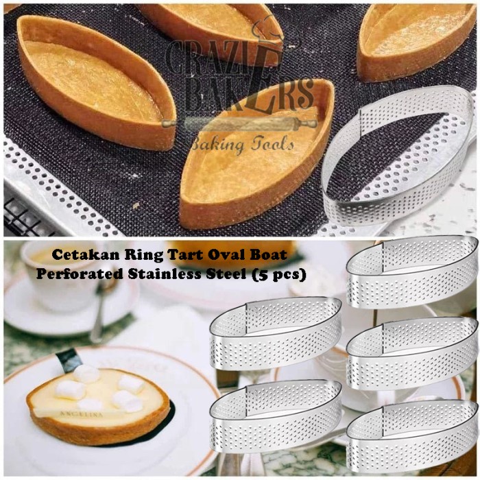 

✨Baru Cetakan Ring Tart Oval Boat Perforated Stainless Steel 5 Pcs Bisa Sameday