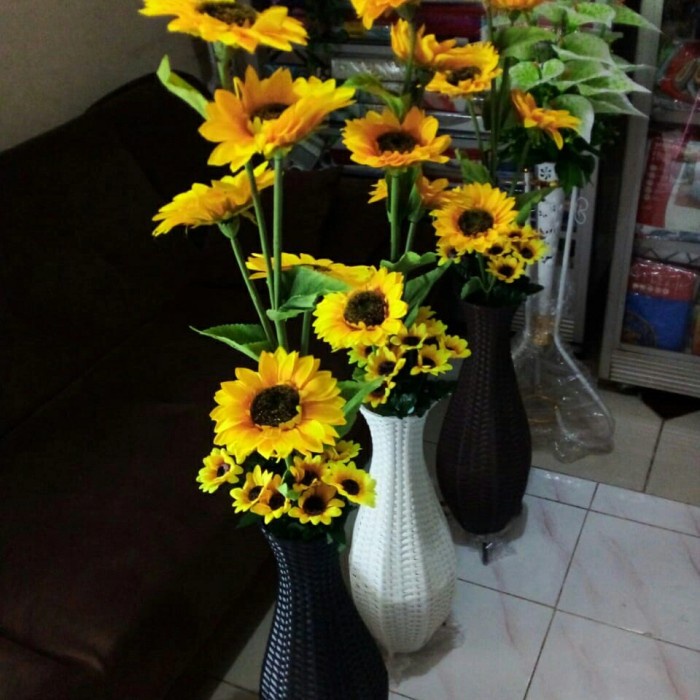 ✅Ready Bunga Matahari Jumbo Latek Pot Rotan Sintetis Tinggi Diskon