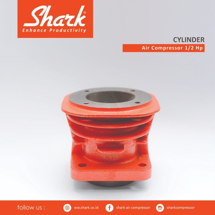 ✅Original Blok Seher 51Mm / Cylinder Kompresor Angin Shark 1/2Hp Limited