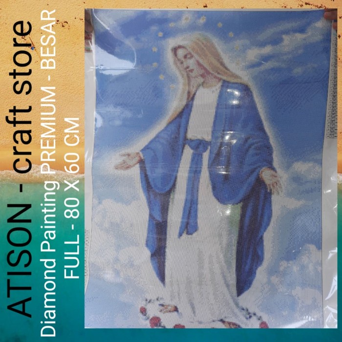 ✅Original Diamond Painting 5D - Bunda Maria Blue  80Cm X 60Cm Diskon