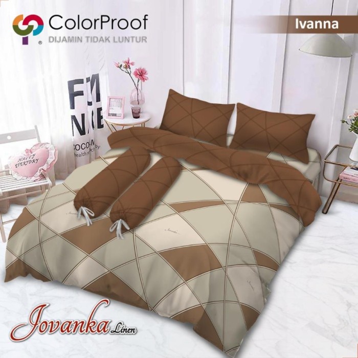 ✅Termurah Bedcover Set 180X200 Jovanka Linen Sprei Flat King Kasur No 1 Ivanna Terbatas