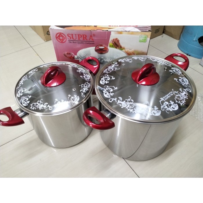 ✨Baru Supra Stock Pot Glass Lid Renda 8 12 Qt Sp-812-Spgl Panci Tutup Kaca Berkualitas