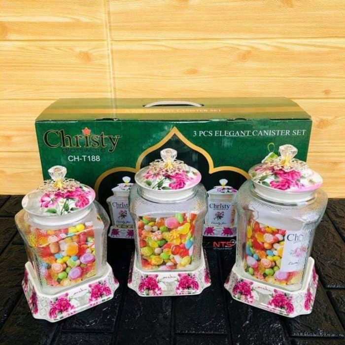 ✨Baru Toples Kaca Shabby Christy Ch-T188 Free Bubble Diskon