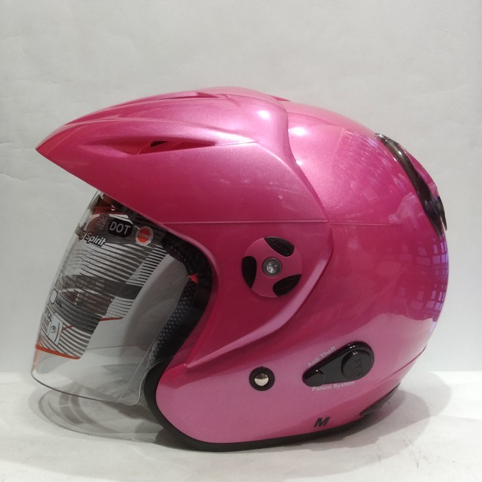 ✨New Helm Ink Cx 25 Sport Solid Bright Pink Metalic Helm Half Face Diskon