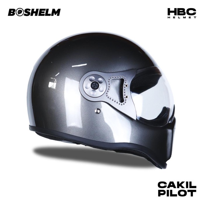 Helm Cakil Pilot Hbc Grey Glossy Helm Full Face Sni