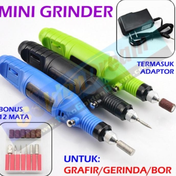 Mesin Mini Grinder Grafir Bor Mini Komplit Adaptor Mata Kikir Poles