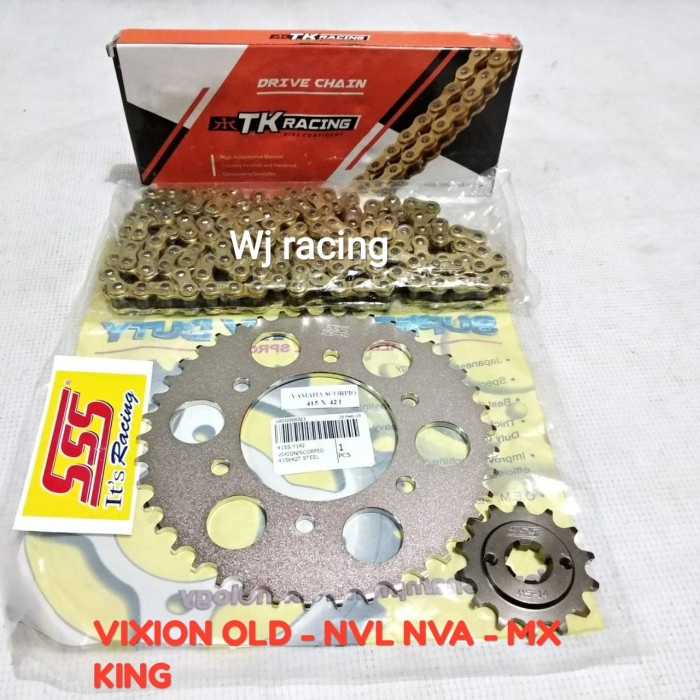✨Ori Gear Set Sss Vixion - New Vixion Nvl Nva  Rantai Gold 415 Tk Racing Terbaru