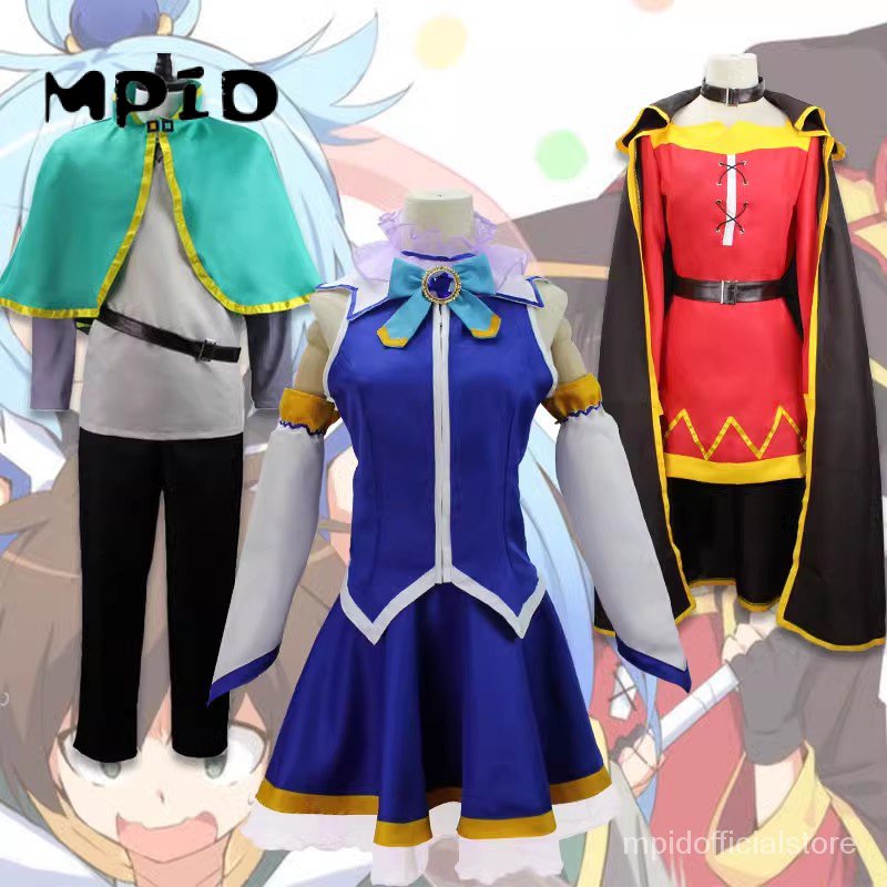 【MPID】Konosuba Cosplay Megumin Costume Aqua Dress Sato Kazuma Wig Shoes Uniform Kono Subarashi Sekai