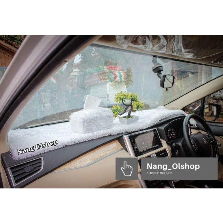 TERLARIS SATU SET ALAS COVER DASHBOARD MOBIL + SARUNG TISU BULU LEMBUT BISA SEMUA MOBIL  UK150X50CM 