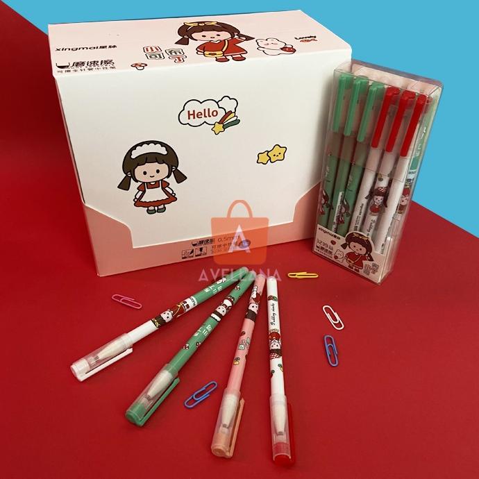 

PROMO 12 PCS Erasable Pen 0.5mm 1 Lusin Pulpen Bisa Dihapus Model Karakter Kartun TERLARIS