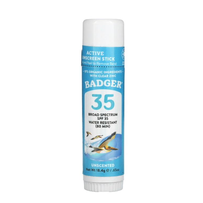 BADGER COMPANY ACTIVE SUNSCREEN STICK SPF 35 UNSCENTED 18.4 G
