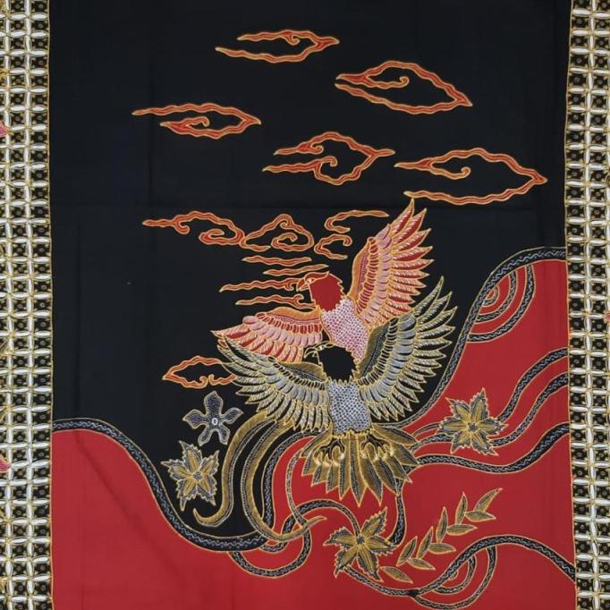 KAIN BATIK TULIS PRADA POLA KEMEJA PRIA WARNA MERAH BURUNG ELANG TITIRANI5