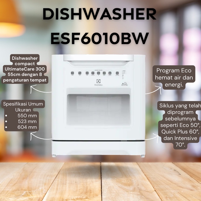 Promo Electrolux Esf6010Bw Dishwasher / Mesin Cuci Piring