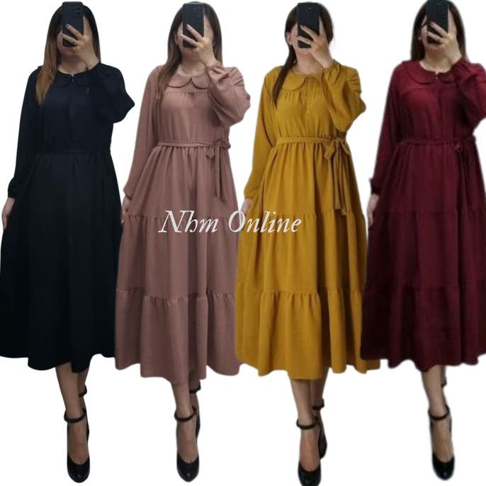 Midi Dress Wanita Katun Rayon Twill Premium/ Midi Dress Polos Jumbo Kode 790