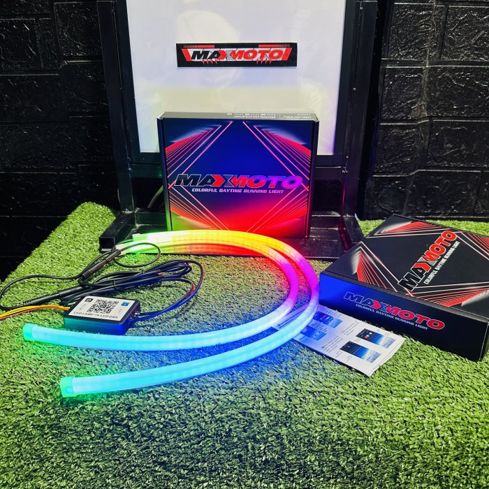 LAMPU ALIS LED DRL MAXMOTO RGB KONEK APLIKASI ANDROID/IOS