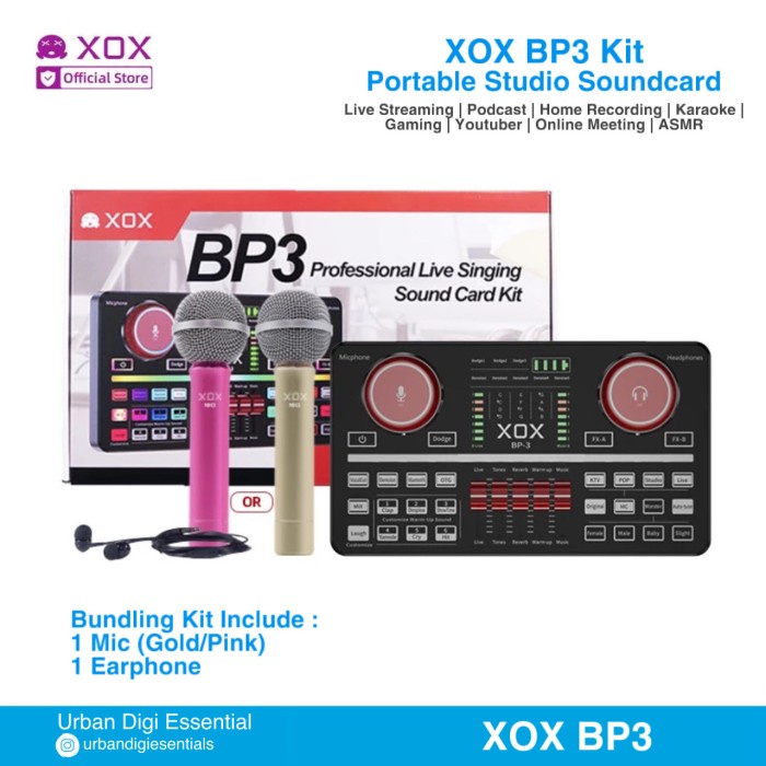 ✨Sale Xox Bp3 Kit - Portable Soundcard Live Streaming Podcast Asmr Youtuber Bisa Sameday