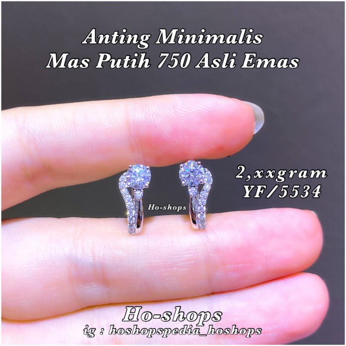 ✨Ori Anting Minimalis Mas Putih Kadar 750 Asli Emas Berkualitas