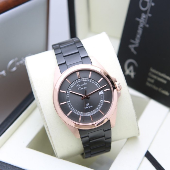 ✅Termurah Alexandre Christie Ac 1033 Rosegold Black Pria Original Diskon