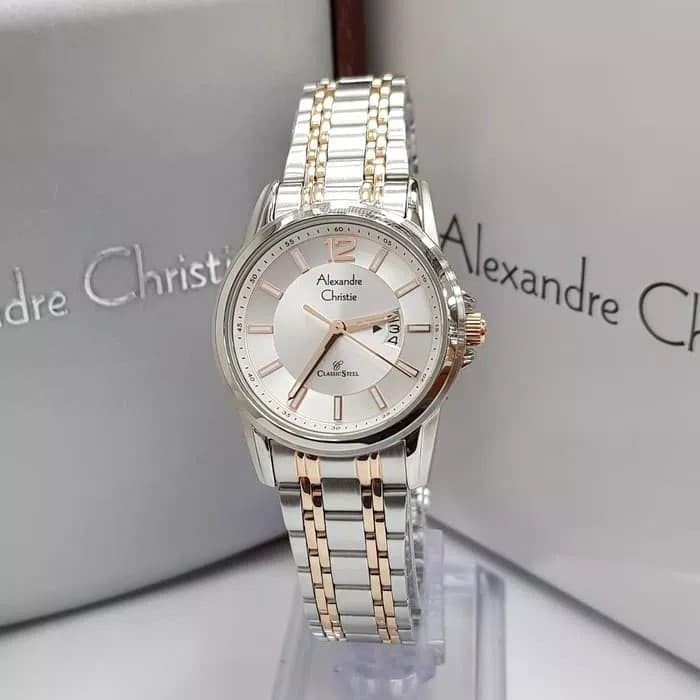 ✅New Jam Tangan Cewek / Wanita Alexandre Christie Ac 8325 Silver Rosegold Terbaru