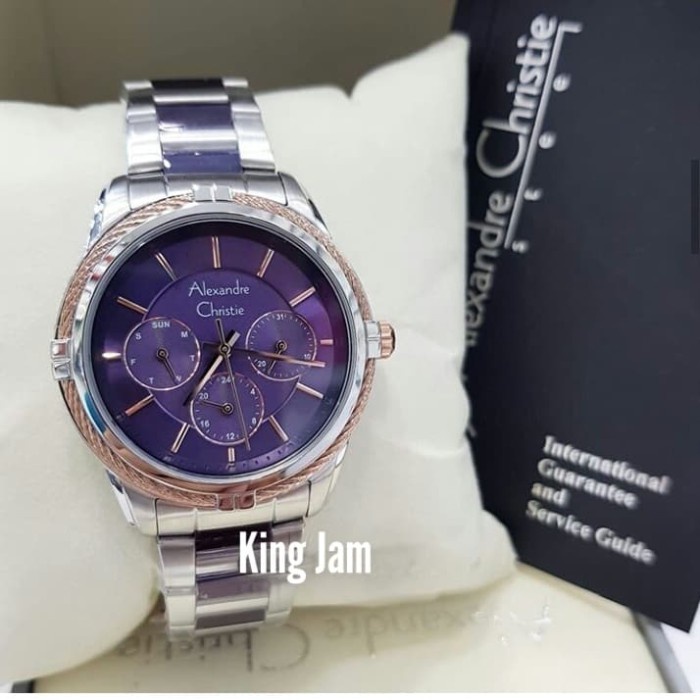 ✅New Jam Tangan Wanita Alexandre Christie Ac 2843 Original Silver Ungu Berkualitas