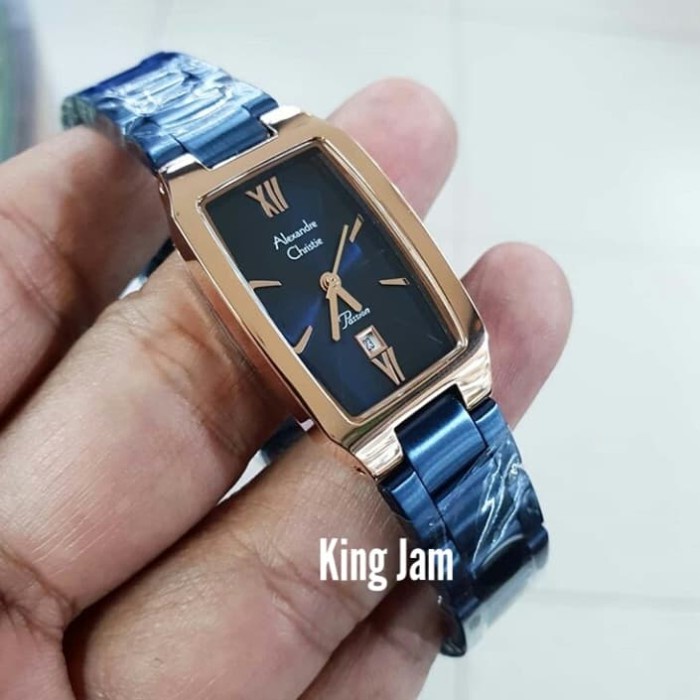 ✅New Jam Tangan Wanita Alexandre Christie Ac 2455 Original Blue Rosegold Berkualitas